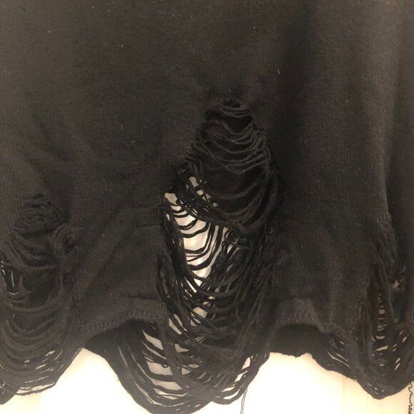 Iro Jeans Distressed Crew Neck Sweater Black Size S - Picture 2 of 8